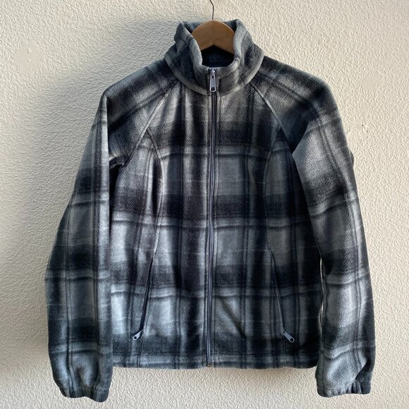 Columbia Benton Springs Printed Full Zip Fleece Jacket Medium Black Gray WL6769 - Picture 1 of 5